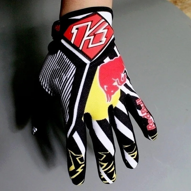 Red Bull Racing Gloves Full Finger MTB - Non Slip Grip