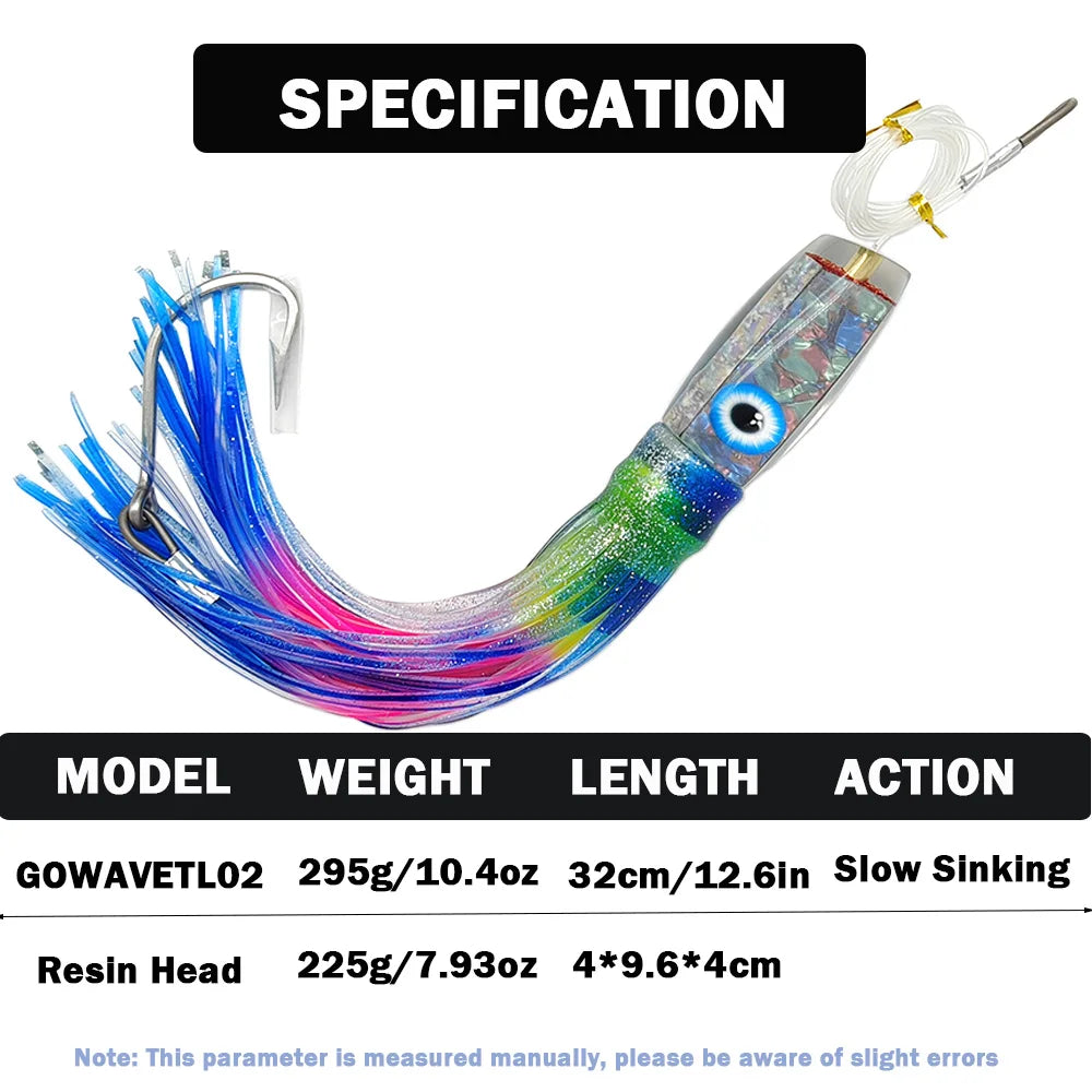 Mahi Lure 32cm 295g Octopus Skirts Trolling Lures Saltwater Big Game Fishing Offshore Deep Sea Fishing Tuna Wahoo Marlin Bait