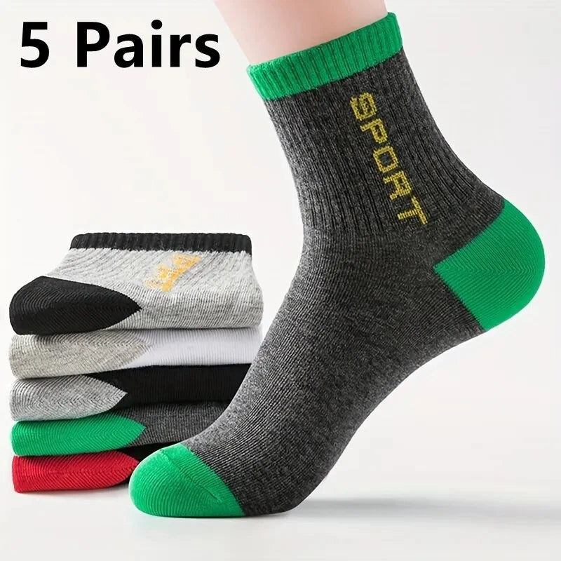 Breathable Sports Bamboo Fiber Men’s Socks Sweat Absorption 10/5/3pairs