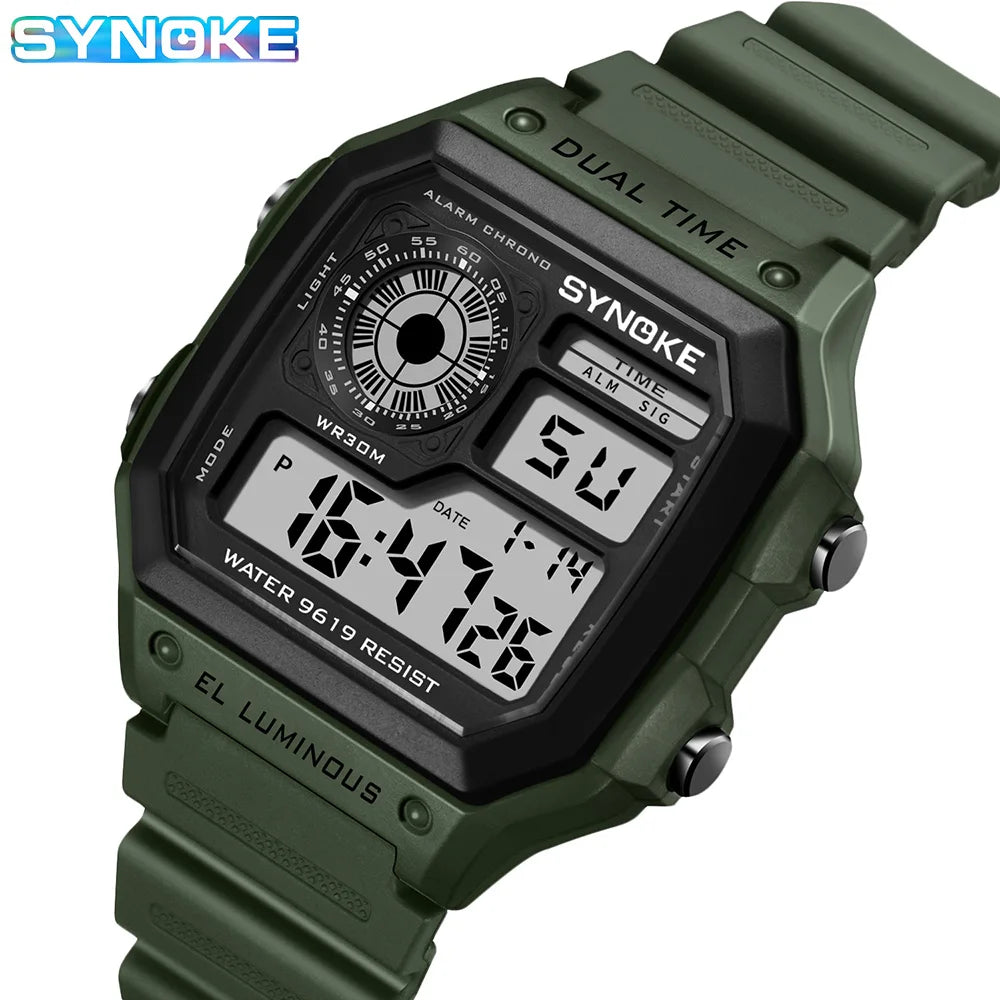 Mens Digital Watches Luminous Multifunction Waterproof Wristwatch Outdoor and Running