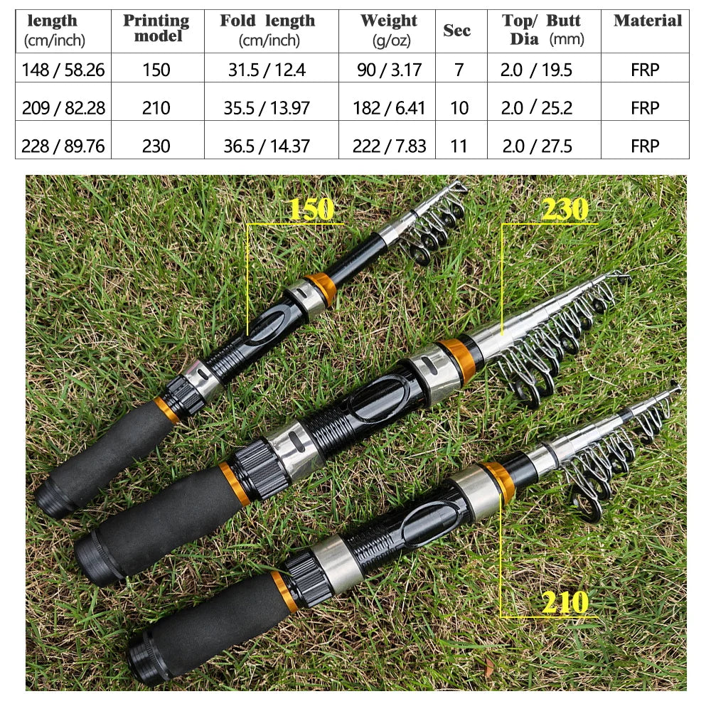 JOSBY Telescopic Fishing Rod Spinning fly Carp Feeder Fiber Pesca 2.3M 2.1M 1.5M Mini Travel Rod Reel Seat Portable ultra short