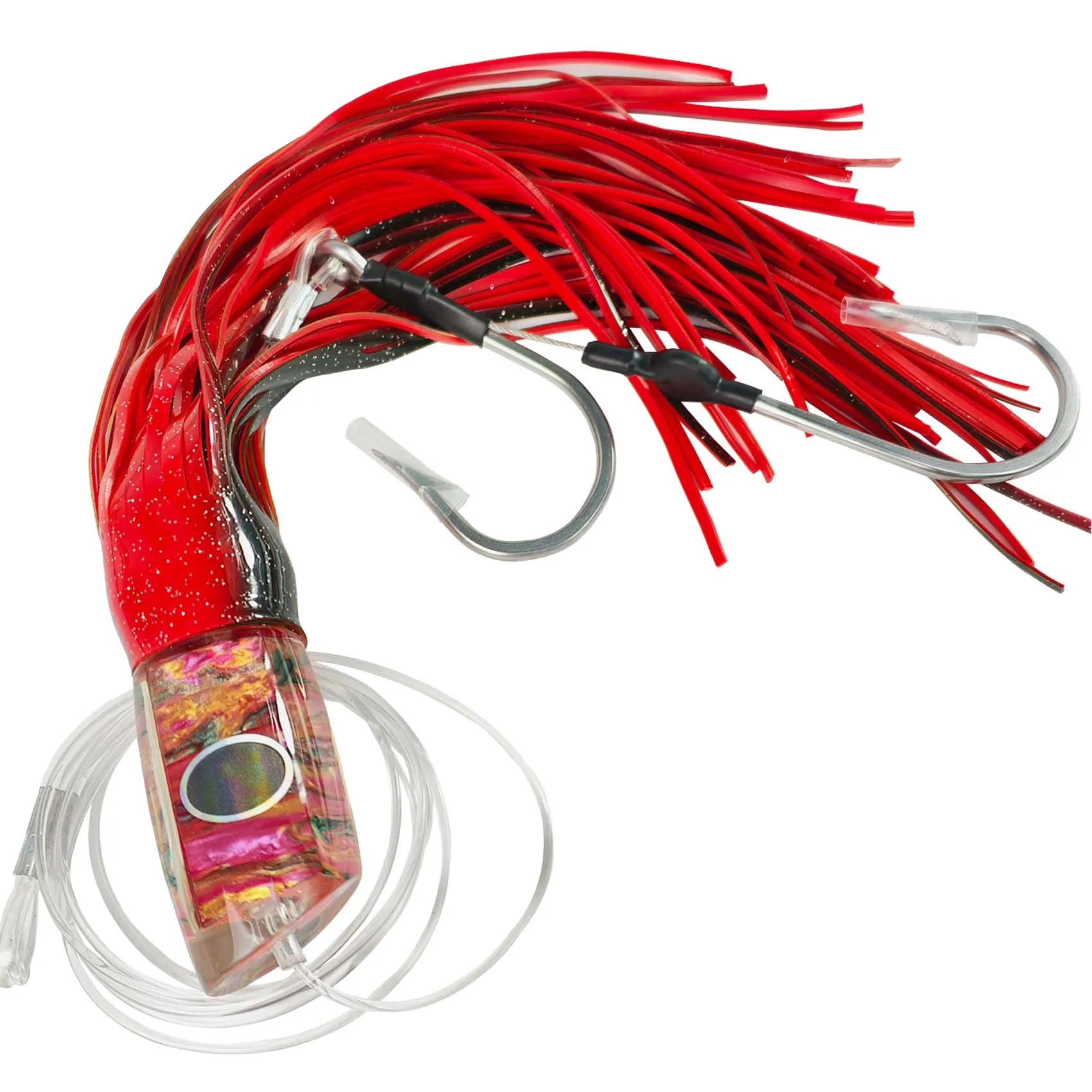 Aventik Resin Slant Head Trolling Lure with 3D Eyes and Dual-Layer Silicone Skirt for Tuna Mahi Mahi, Marlin, Wahoo and Sailfish