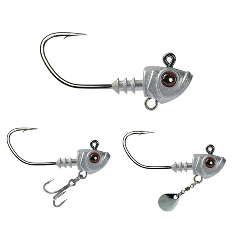 3PCS Jighead Fishhooks 3.5g-33g Fishing Hooks With Treble Hook Sequin Spoon Soft Worm Assist Fishing Hooks Soft Worm Accessoriesni
