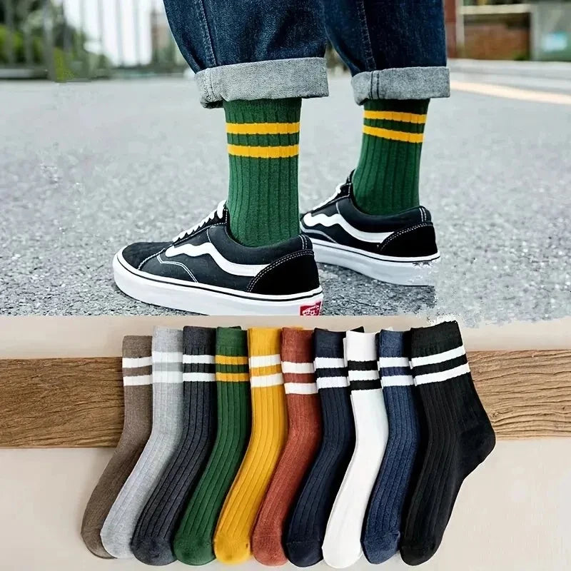 Breathable Sports Bamboo Fiber Men’s Socks Sweat Absorption 10/5/3pairs