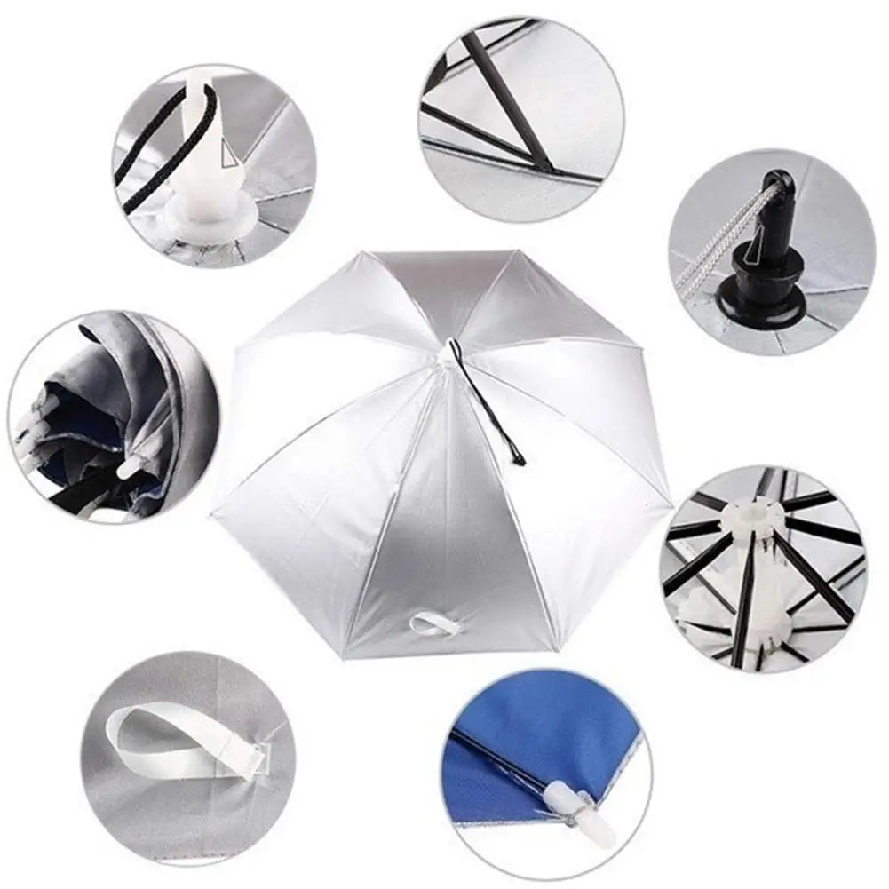 Outdoor Fishing Caps Foldable Head Umbrella Hat Anti Rain Sun Protection Travel Hiking Beach Camping Golfing Outdoor Activities