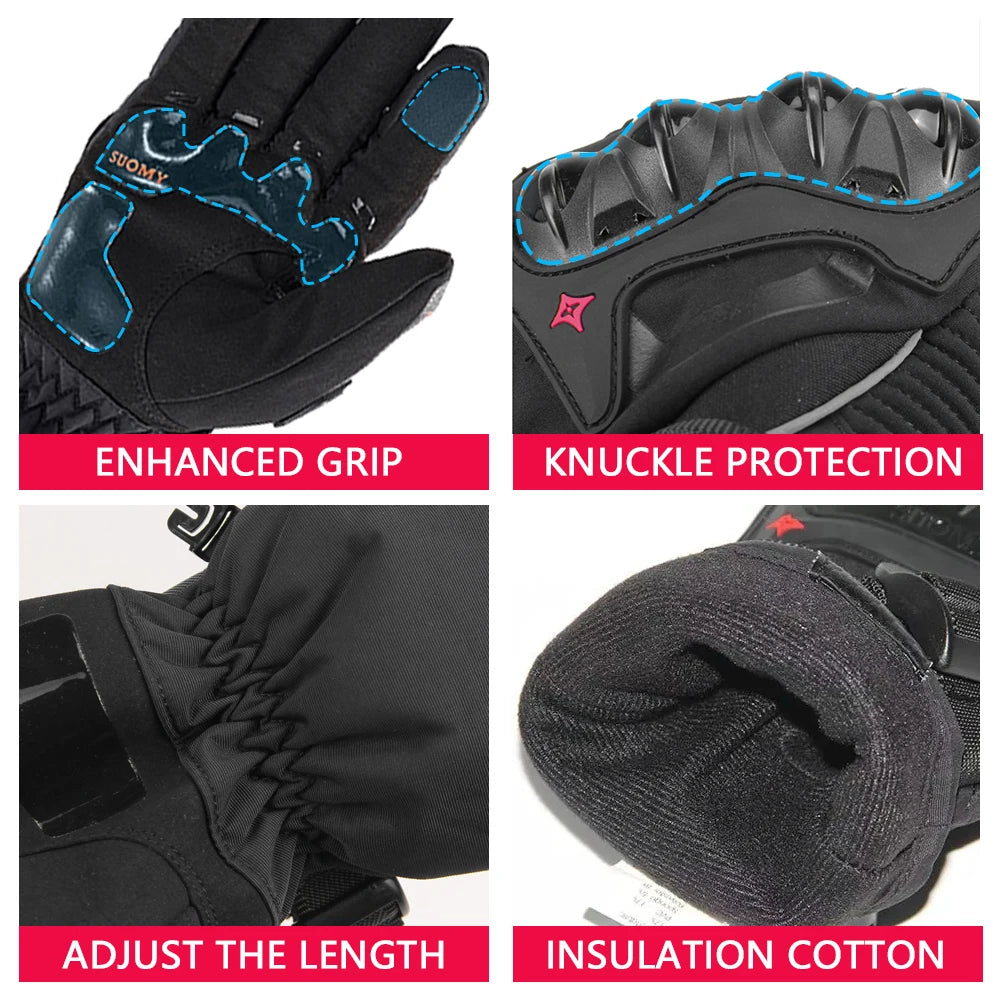 Motorcycle Gloves Windproof Waterproof Moto Men’s Riding Gloves Touch Screen Finger Tips