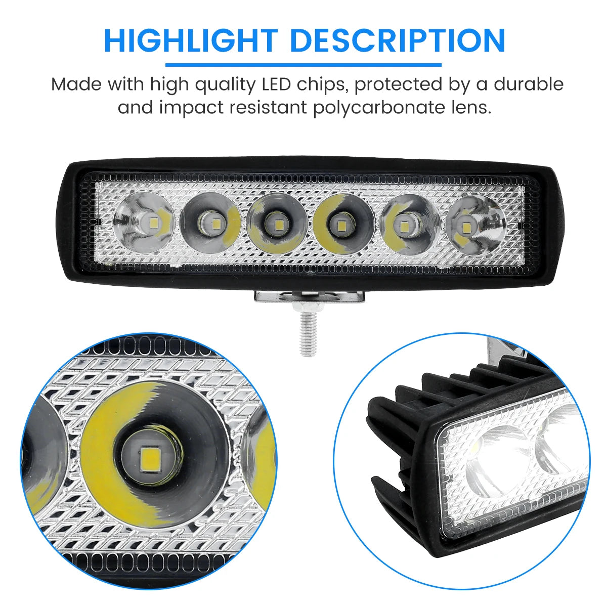 TrailNova Led Strip Work Light - 18W 6000K IP67 Waterproof