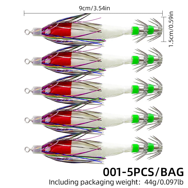 AquaLume Luminous Squid Jig Hooks - Dual Layer Sharp Hooks