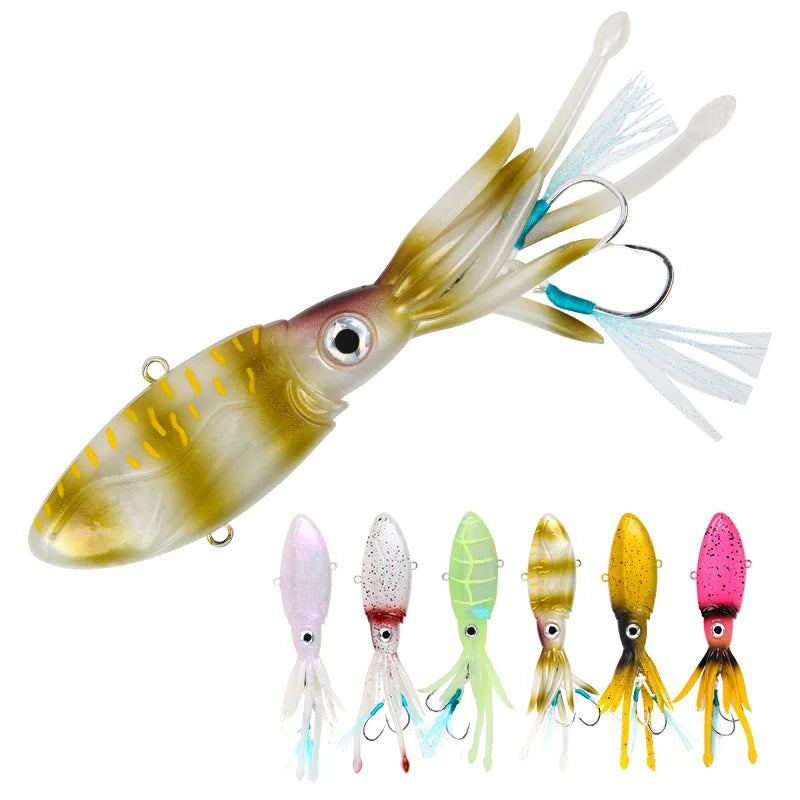 90g 130g Luminous UV TPR Octopus Squid Skirt Sea Saltwater With Assist Hook Jigging Fishing Soft Lures Bait