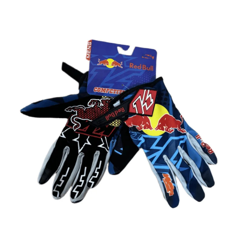 Red Bull Racing Gloves Full Finger MTB - Non Slip Grip