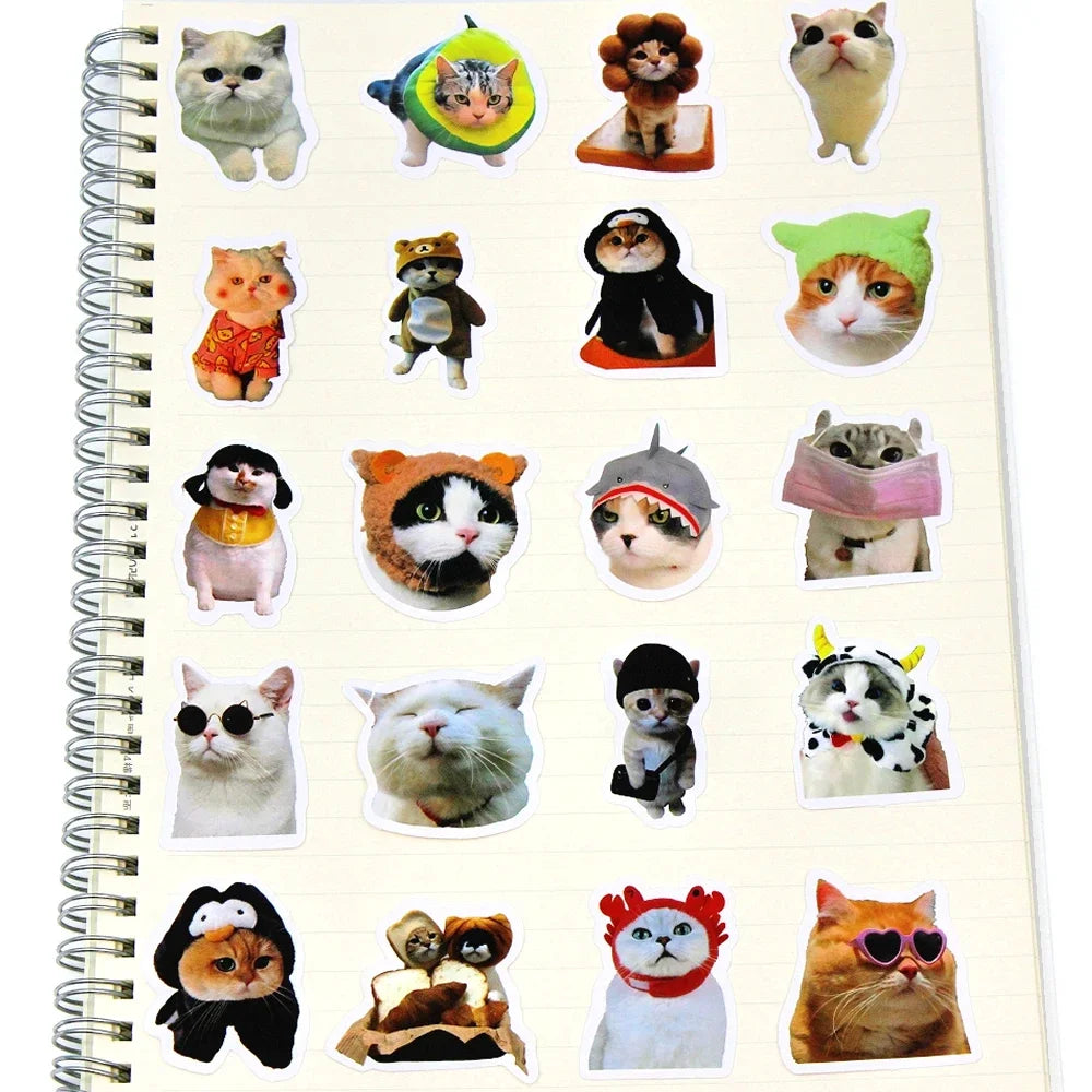 50/100pcs Funny Cat Stickers Cartoon Cute Decals Toy Stationery Guitar Phone Bicycle Laptop Luggage Car Graffiti Kids Sticker