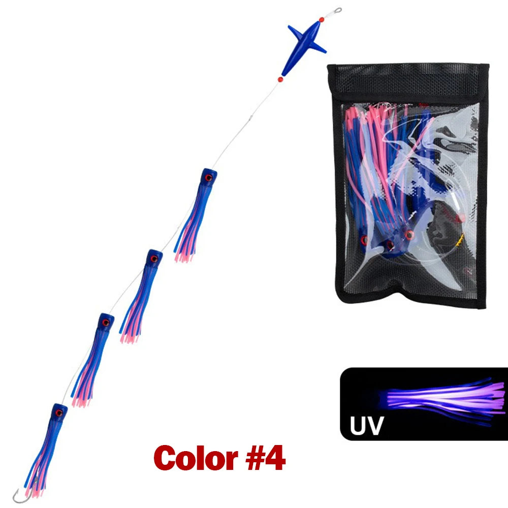 Big Game Fishing Teaser Rigged Feather Bird Trolling Lure Squid Tuna Daisy Chain Saltwater Bait Mahi Wahoo