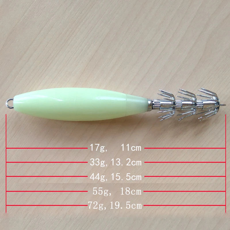 LumaLure Glow Squid Jigs - Luminous Lure With Sharp Hook