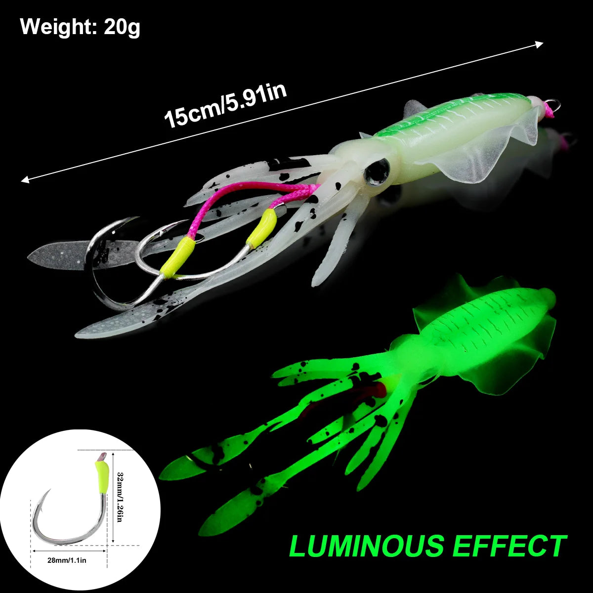ZYZ Soft Squid String Hook - Luminous Night Fishing