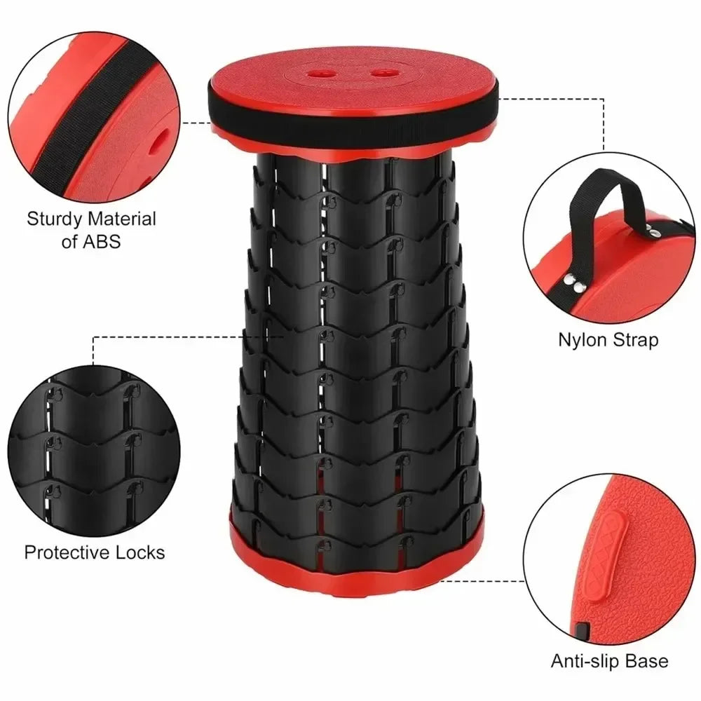 Fishing Stool, Folding and Telescopic Stool, Outdoor Camping Stall Stool, Adjustable Plastic Portable Telescopic Stool Camping