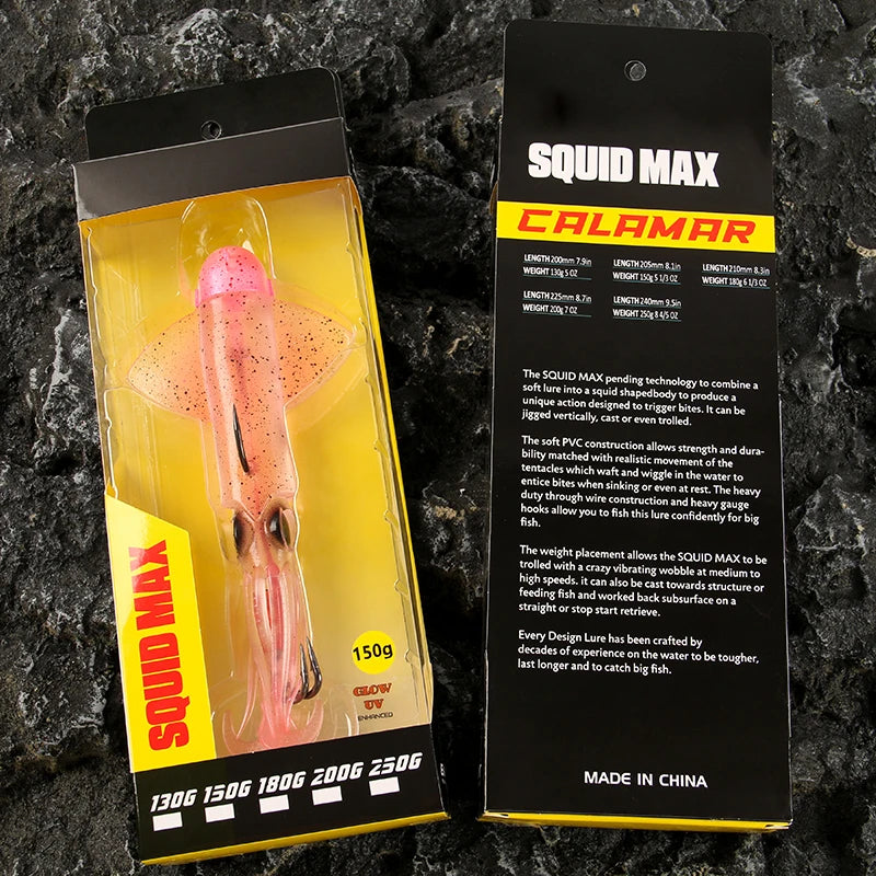 Glow UV 150g 180g 200g Luminous PVC Squid Octopus Skirt Sea Saltwater With Assist Hook Jigging Fishing Soft Lures Bait