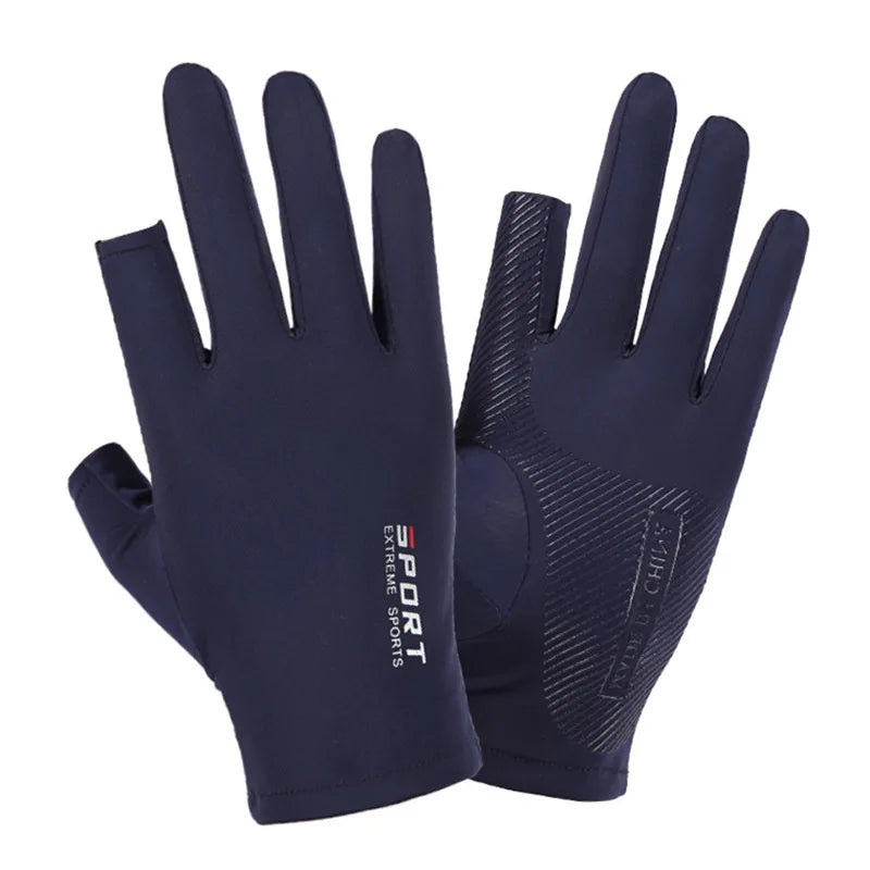 Ice Silk Half Finger Gloves - Breathable Sun Protection