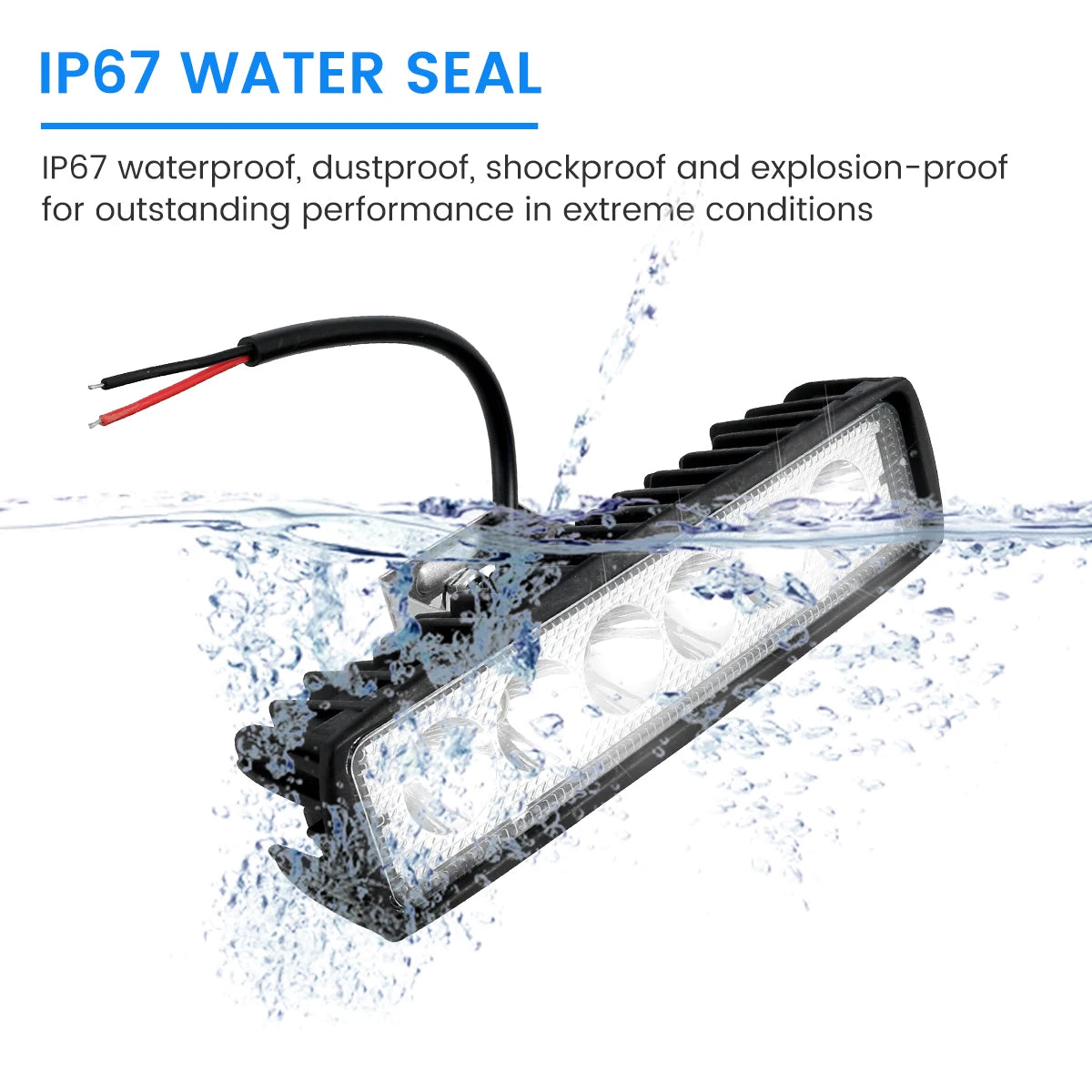 TrailNova Led Strip Work Light - 18W 6000K IP67 Waterproof
