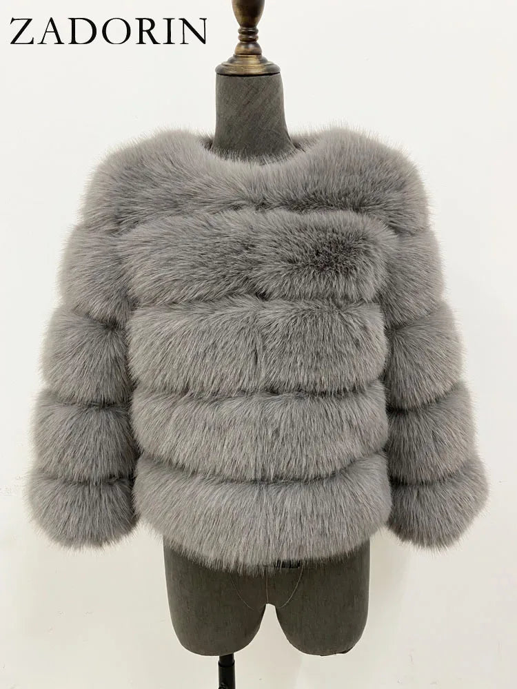 ZADORIN Woman’s Fluffy Winter Mink Coat Faux Fur S-6XL