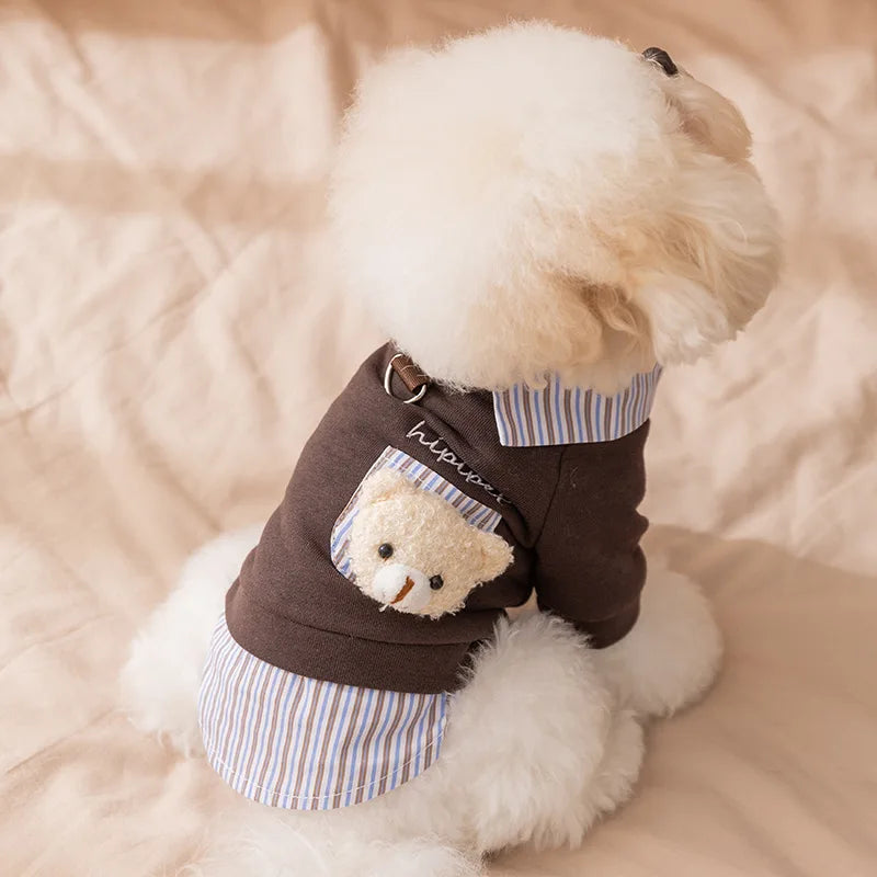 2025 Dog Clothes Cute Bear Puppy Hoodies Autumn Winter Warm Coat Polo Shirts Cat Clothing Chihuhua Bichon Apparels Dog Pullover