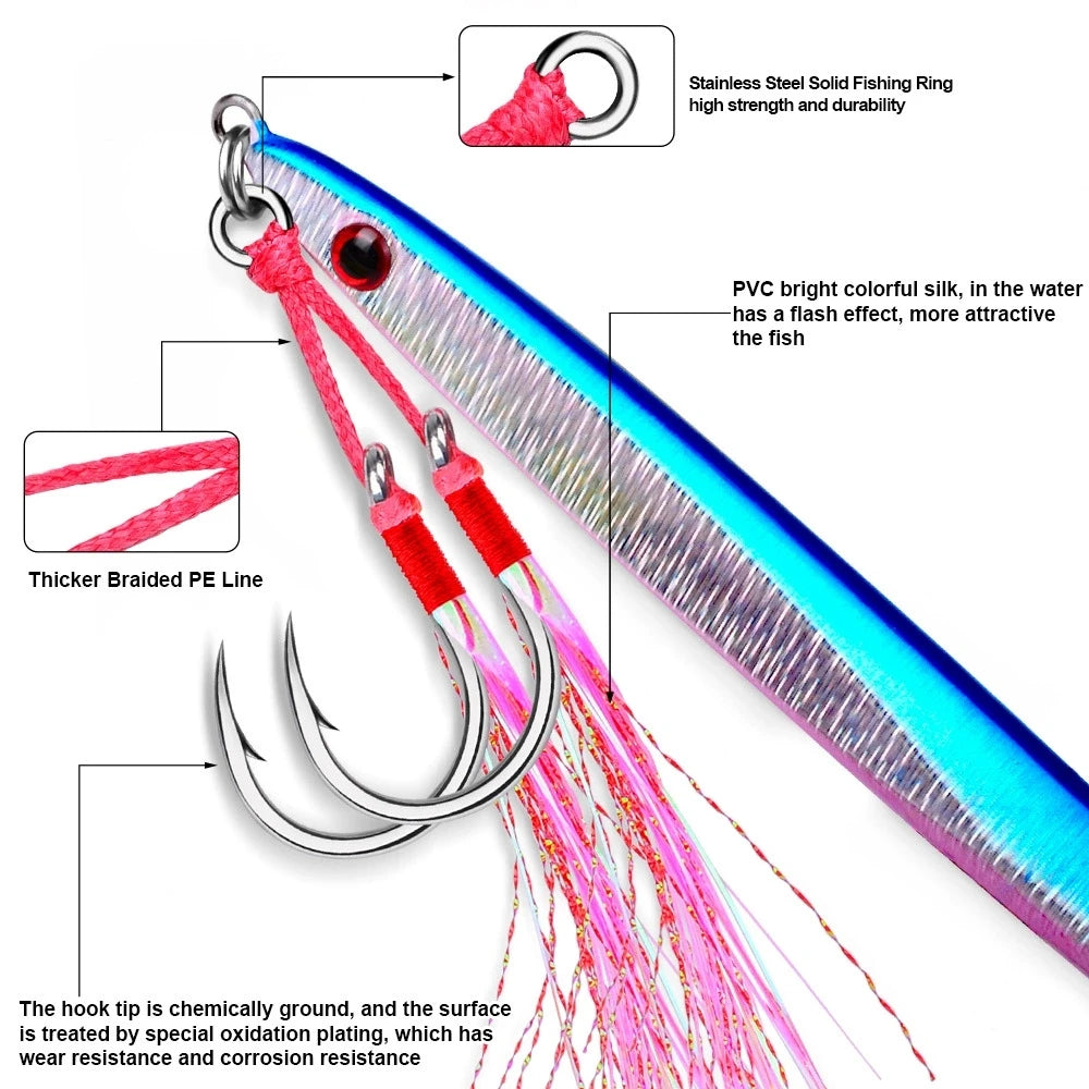 2X Fishing Assist Hooks High Carbon Steel Double Trouble Pink Skirts 5 Pack/10 Hooks
