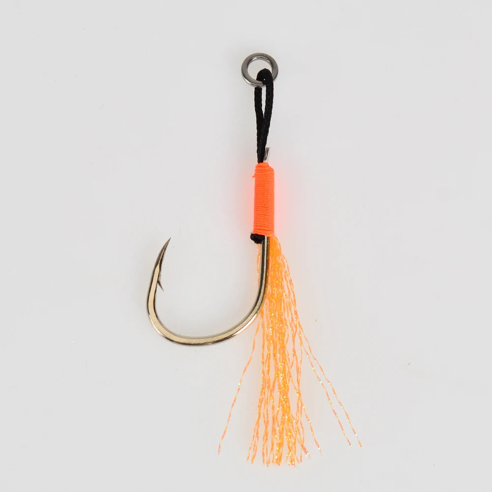 Metal Jig Feather Tail Assist Hooks 13-22# PE Line Solid Ring 10Pcs for 10-120g Fishing Lures