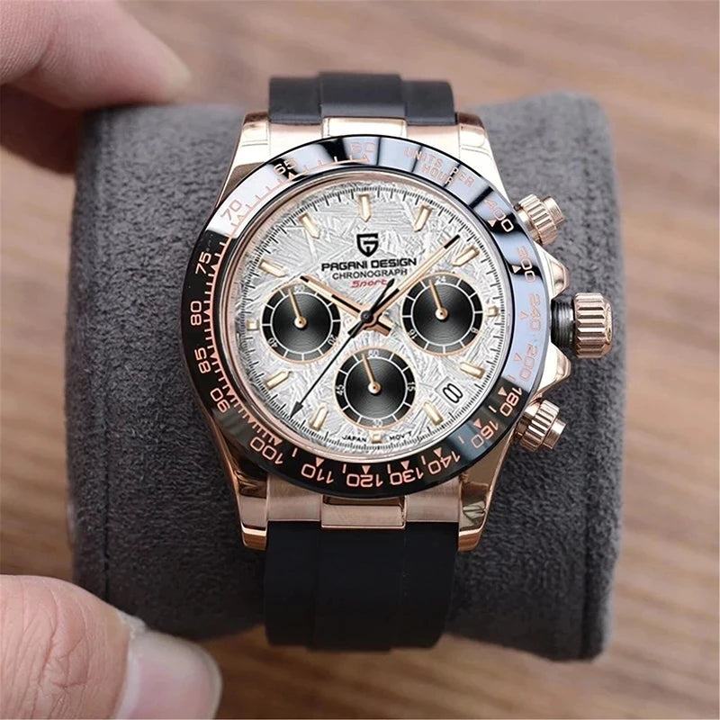 PAGANI DESIGN Men's Quartz Watches Sapphire Retro Chronograph Stainless Steel Waterproof Watch 40mm New V2