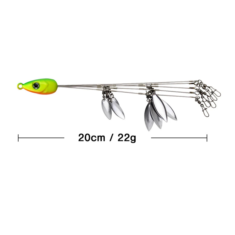 Umbrella Fishing lure Rig 5 Arms Alabama Rig Head Swimming Bait Bass Fishing Group Lure Snap Swivel Spinner, 18g