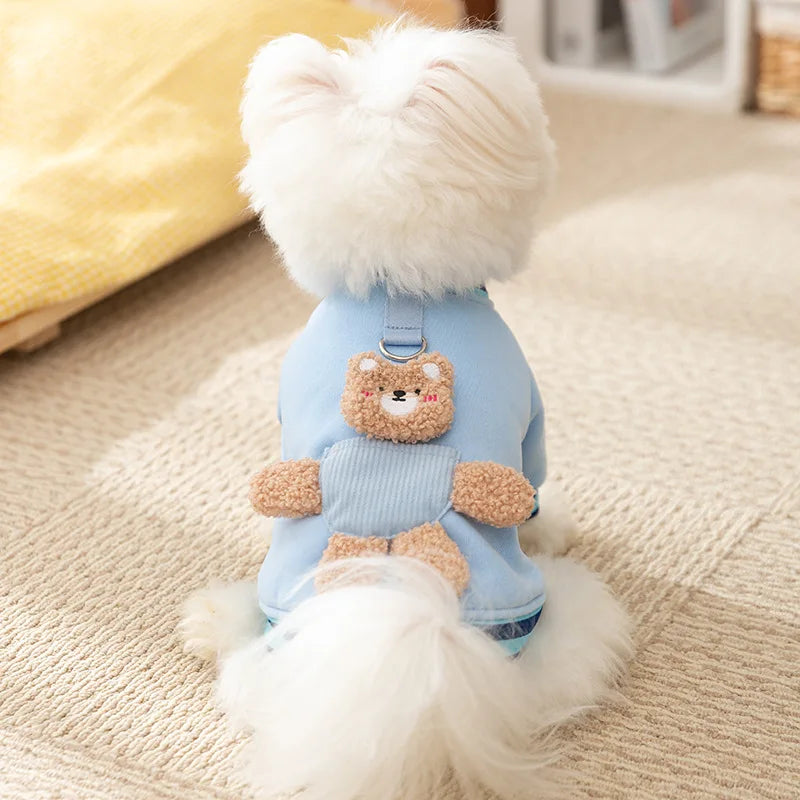 2025 Dog Clothes Cute Bear Puppy Hoodies Autumn Winter Warm Coat Polo Shirts Cat Clothing Chihuhua Bichon Apparels Dog Pullover