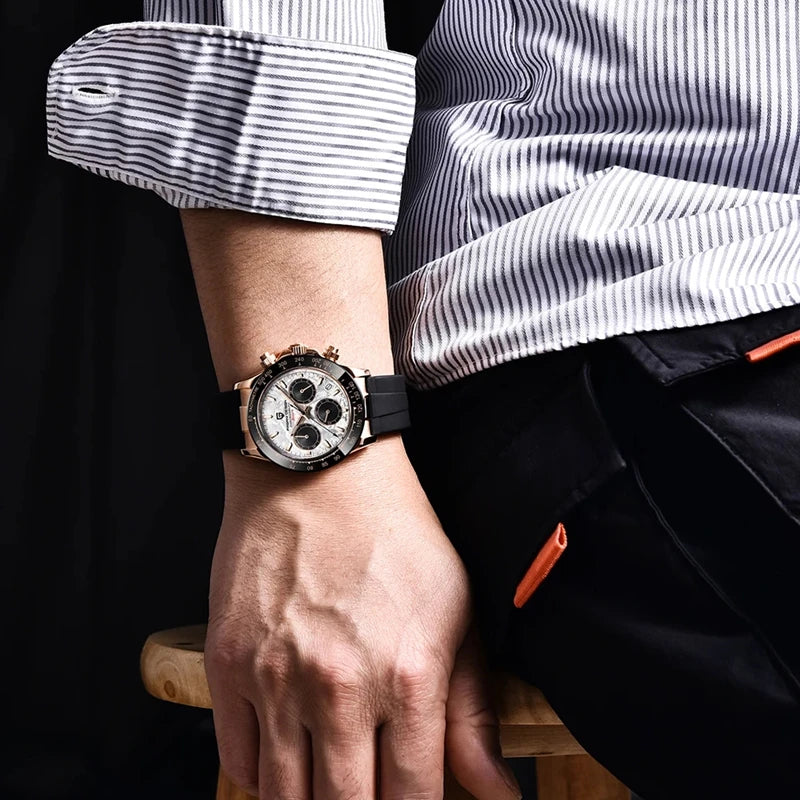 PAGANI DESIGN Men's Quartz Watches Sapphire Retro Chronograph Stainless Steel Waterproof Watch 40mm New V2