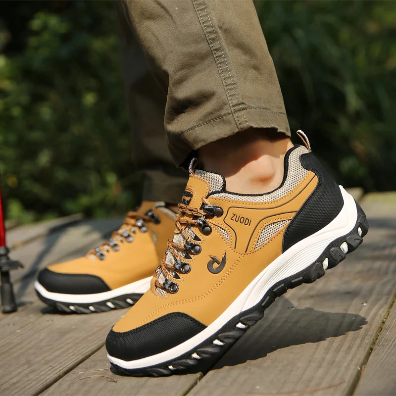 Men's Leather Waterproof Hiking Shoes. Wear-resistant Trekking Hunting Tactical
