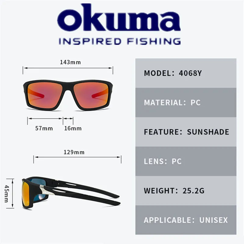 2025 Okuma Polarized Fishing Sunglasses UV400 Protective Bicycle, Driving, Hunting, Outdoor Sports Equipment