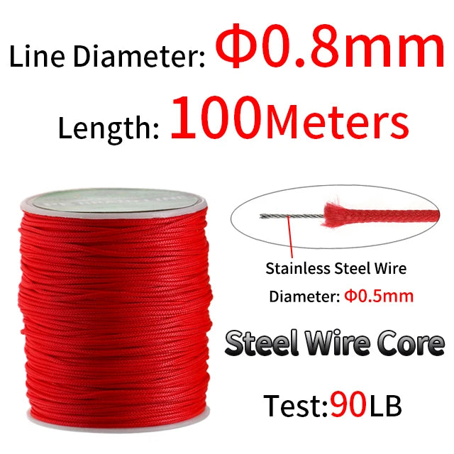 PE Braided Assist Line for Fishing Jigging Trolling Diving Spear Fishing Rope