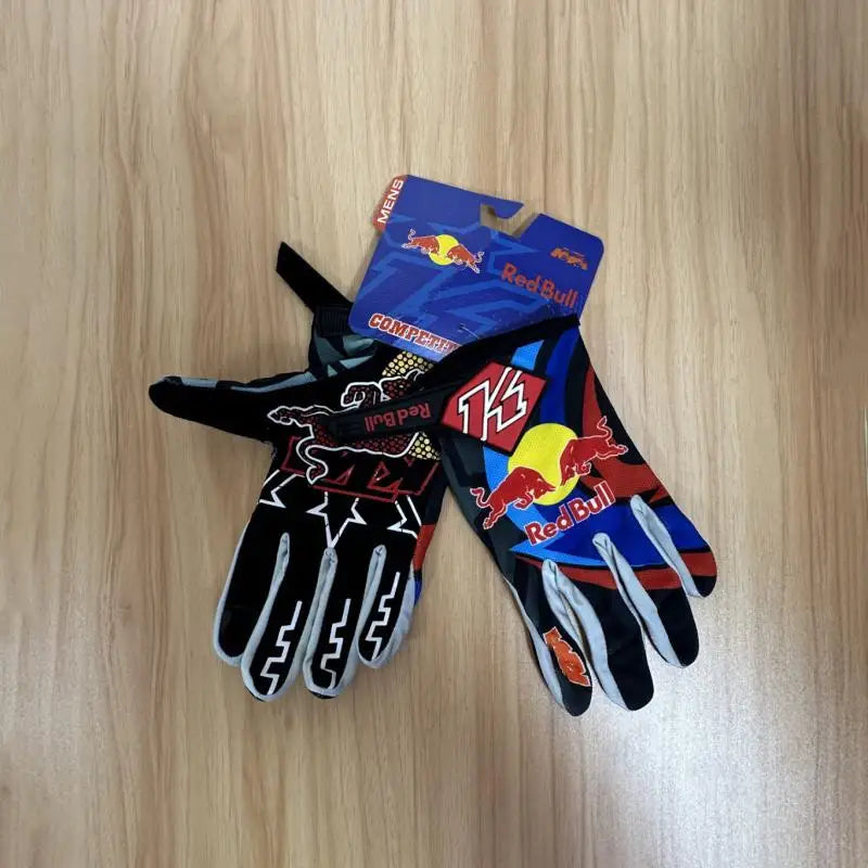 Red Bull Racing Gloves Full Finger MTB - Non Slip Grip