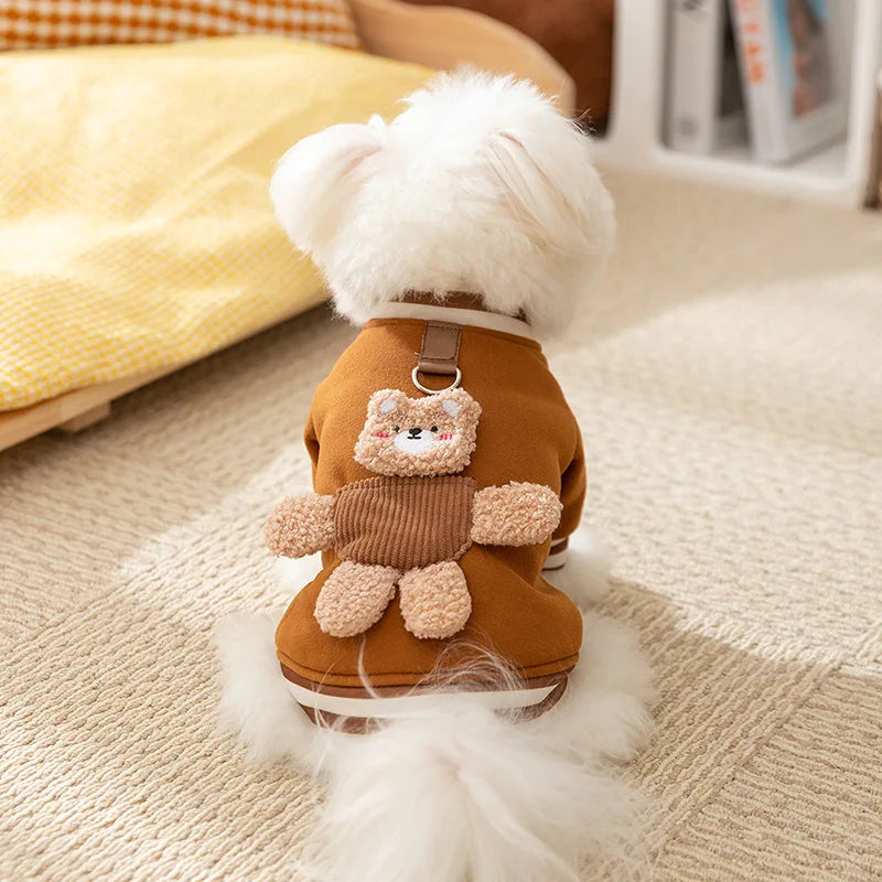 2025 Dog Clothes Cute Bear Puppy Hoodies Autumn Winter Warm Coat Polo Shirts Cat Clothing Chihuhua Bichon Apparels Dog Pullover