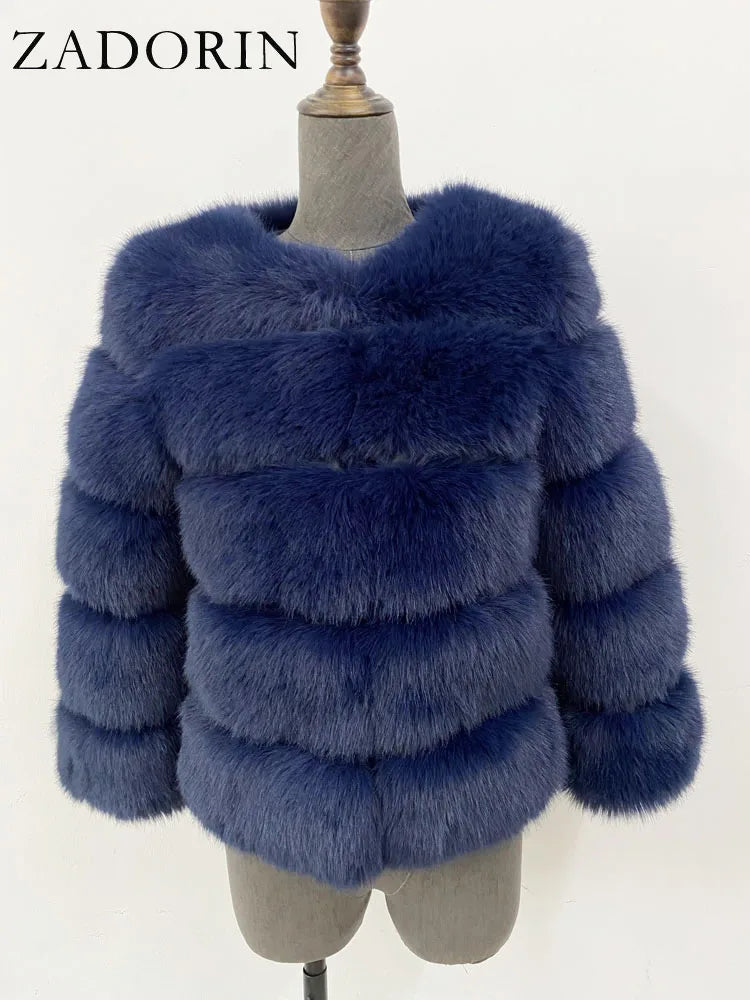 ZADORIN Woman’s Fluffy Winter Mink Coat Faux Fur S-6XL