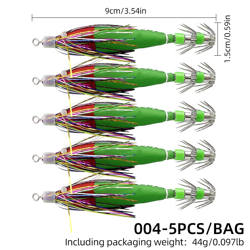AquaLume Luminous Squid Jig Hooks - Dual Layer Sharp Hooks