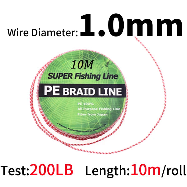 8 Strands PE Braided Assist Hook Trolling Line 70-200LB 10M