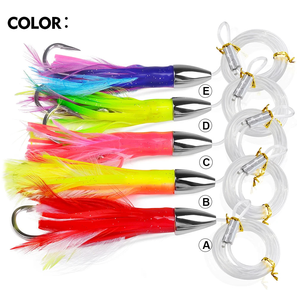 Saltwater Trolling Lures Deep-Sea Fishing Squid Skirts Ideal for Marlin, Tuna, Dodos, Shark Big Game 1pc 15cm 48g