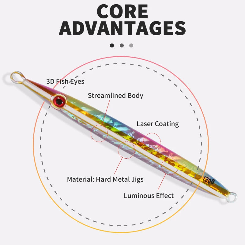 OBSESSION J85 100g 130g 150g 170g 200g Speed Falling Fast Sinking Vertical Jigs Luminous Hard Metal Casting Jig Lure Assist Hook