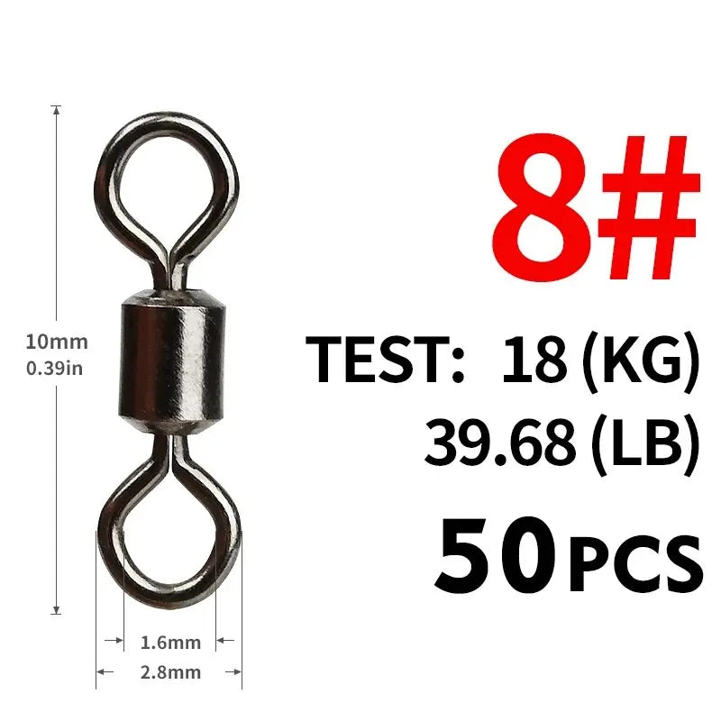 AquaForge Fishing Swivel Set - Stainless Steel Ball Bearing