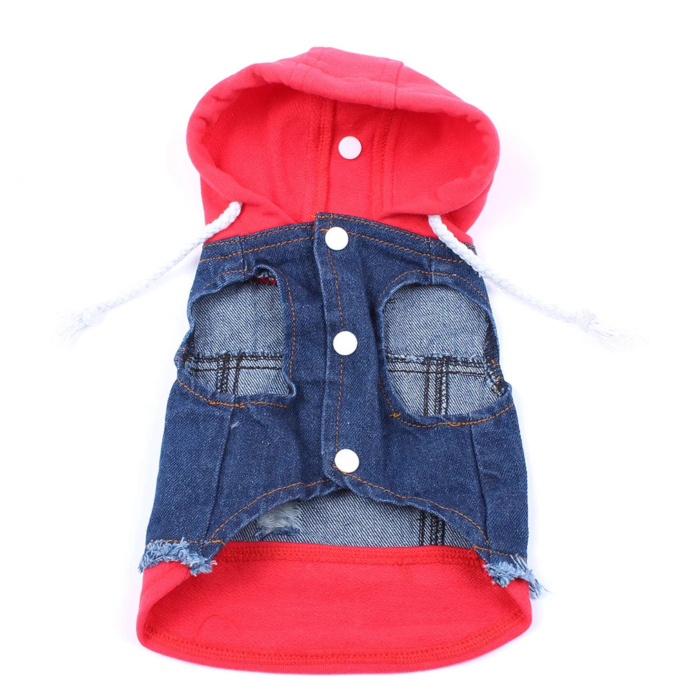 Dog Cat Jacket Vest Denim Pet Puppy Coat Hoodie Spring/Autumn Clothing Apparel