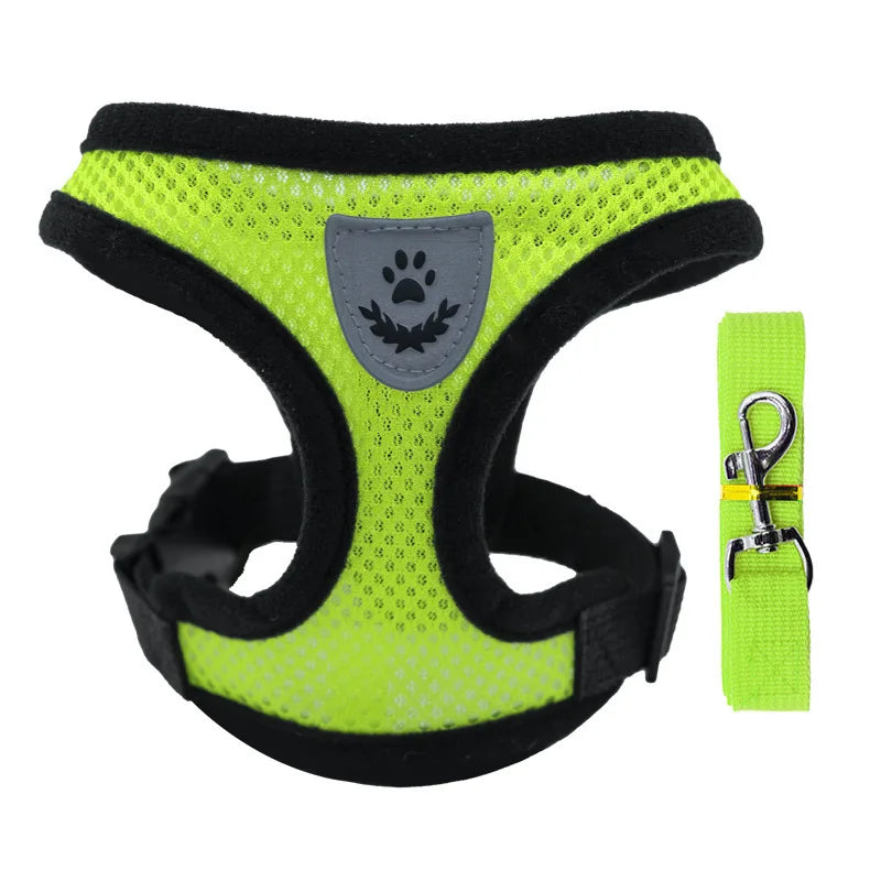 Harness Vest Walking Lead Leash For Puppy dog Collar Polyester Adjustable Mesh Dog or Cat Harness For Small Medium Pets