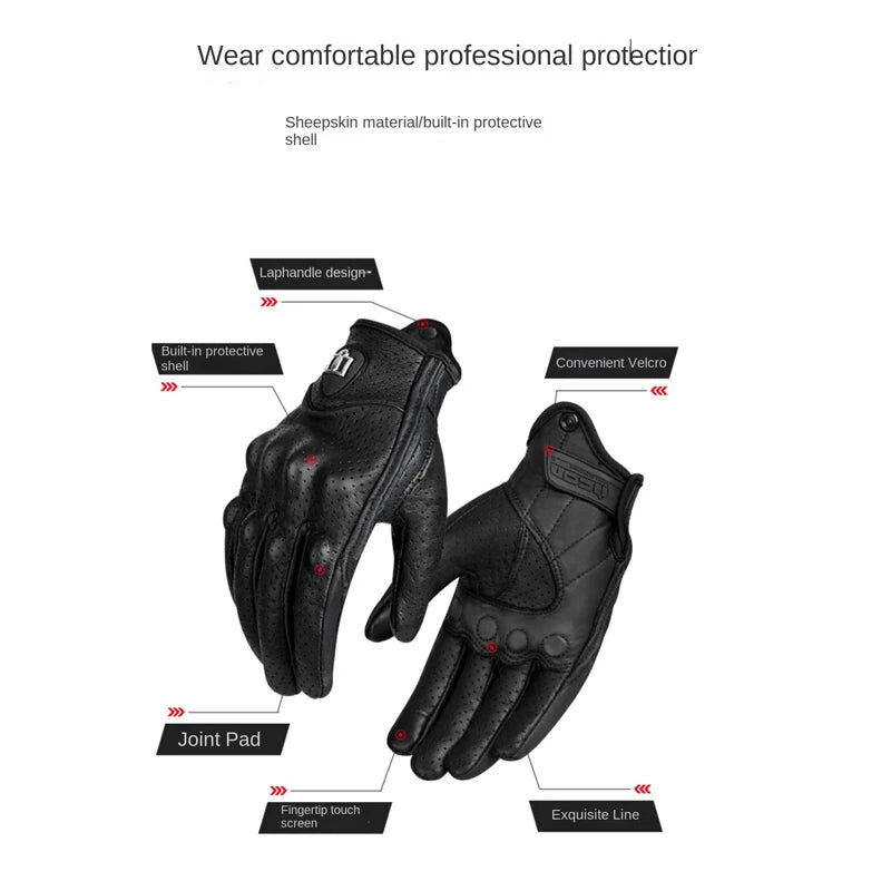 Motorcycle Breathable Gloves Men Women Moto Leather Full Finger Gloves