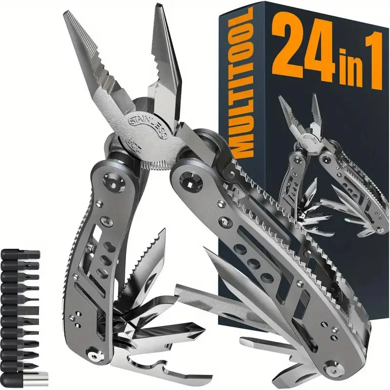TrailForge 24 In 1 Multitool Pliers - Durable Titanium Bits