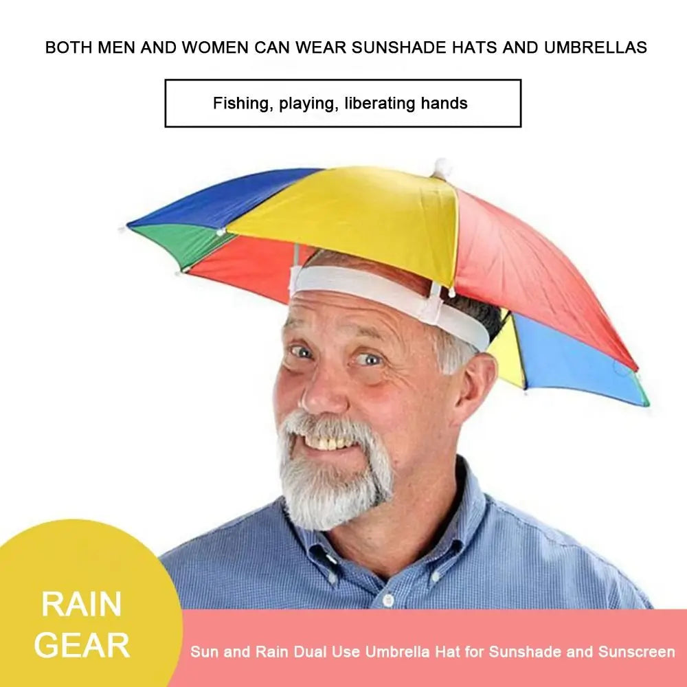 Foldable Head Umbrella Hat Windproof Fishing Head Wearing Sunshade Rain Gear Outdoor Portable Umbrella Camping Beach Head Hats