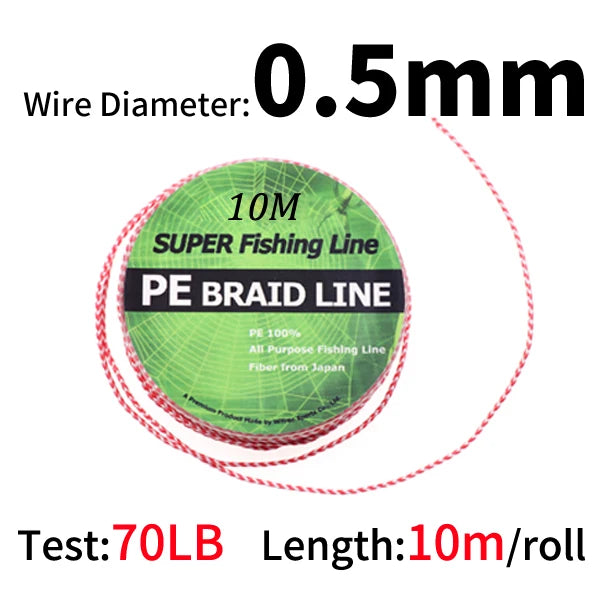 8 Strands PE Braided Assist Hook Trolling Line 70-200LB 10M