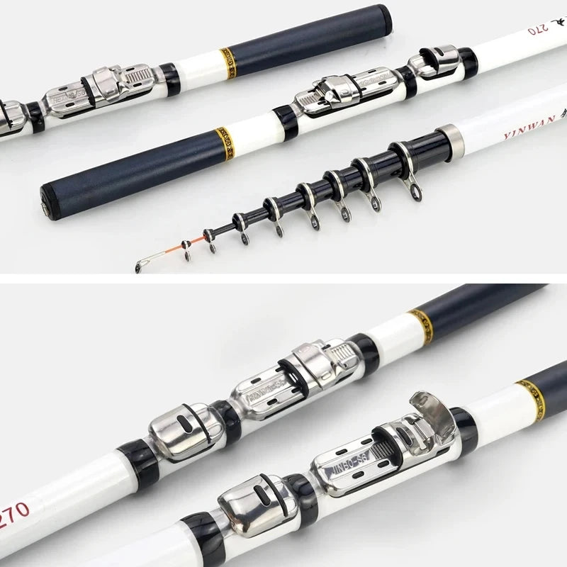 Telescopic Fishing Rod Spinning Mini Travel Rod w/Reel Seat 1.8M/2.1M/2.4M/2.7M/3.0M