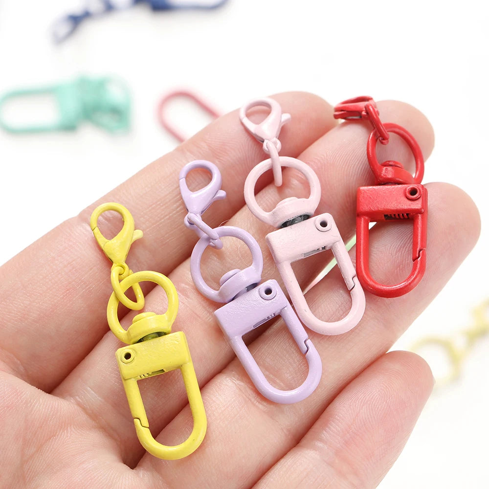10pcs/lot Colorful Lobster Clasp Hooks Keychain With Lobster Matel Clasps For DIY Jewelry Making Dog Buckle Neckalce Accessories