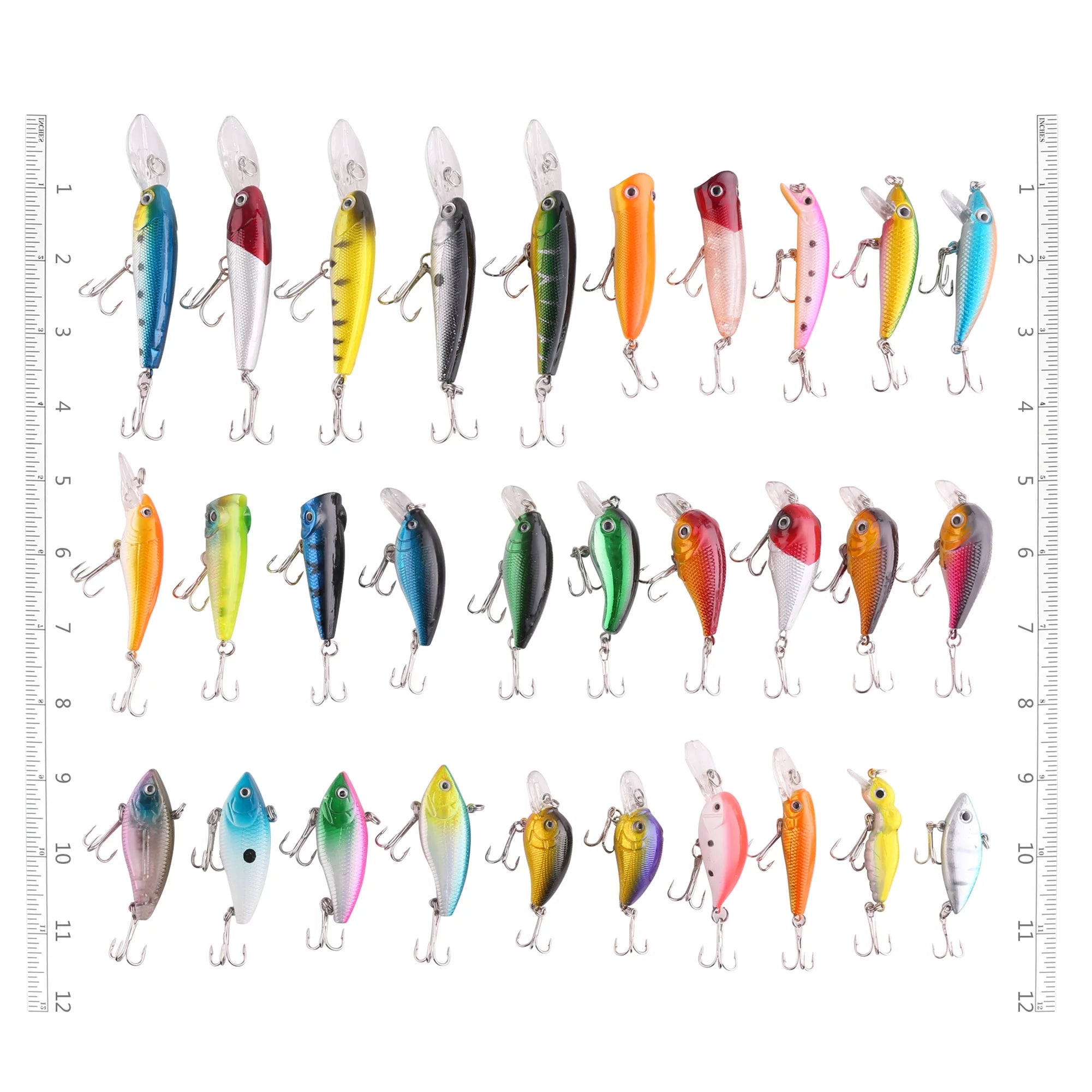 30 Topwater Fishing Lures with Hooks, Bass Bait Trout Lures with Propeller Tail